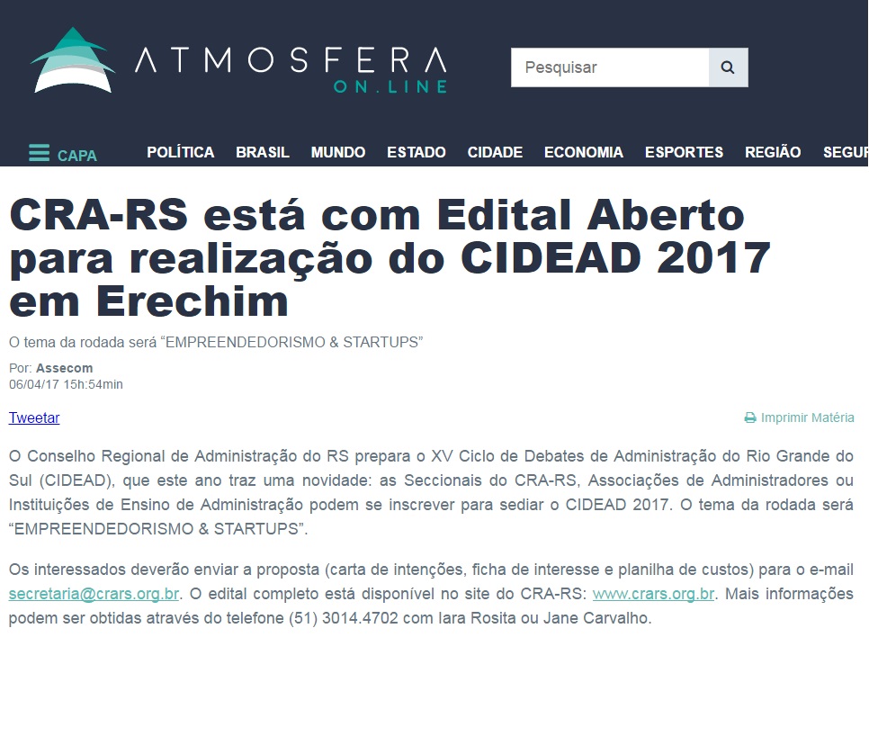 Edital para realização do CIDEAD 2017